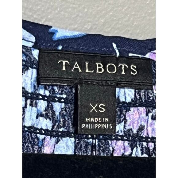 NWT Talbots Smocked Splt Neck Dress  XS Blue and Purple‎ Floral Knee Length. - Picture 6 of 6